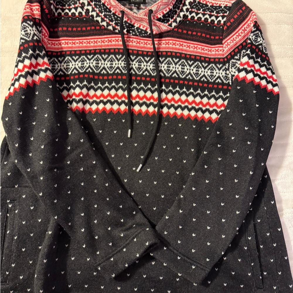 Talbots Red and Black Knit Sweater